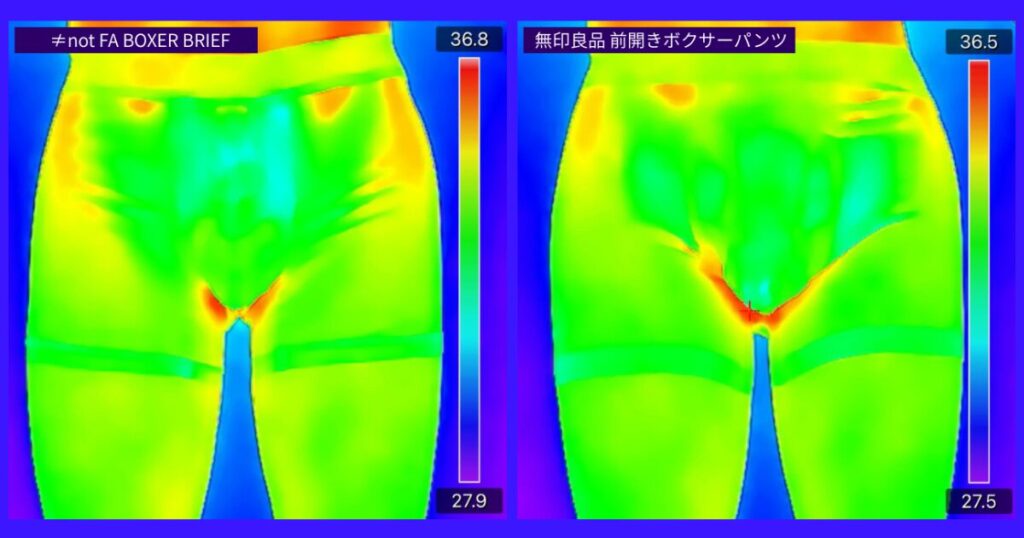 FA BOXER BRIEFと無印のサーモグラフィー比較