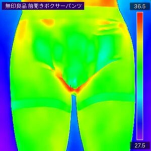 無印なめらかボクサーパンツ着用時のサーモグラフィー
