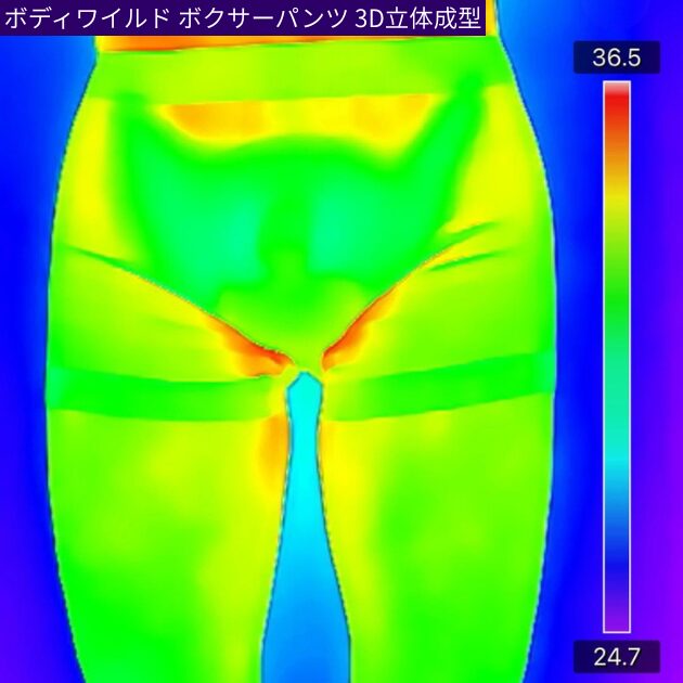 BWS851着用時のサーモグラフィー画像